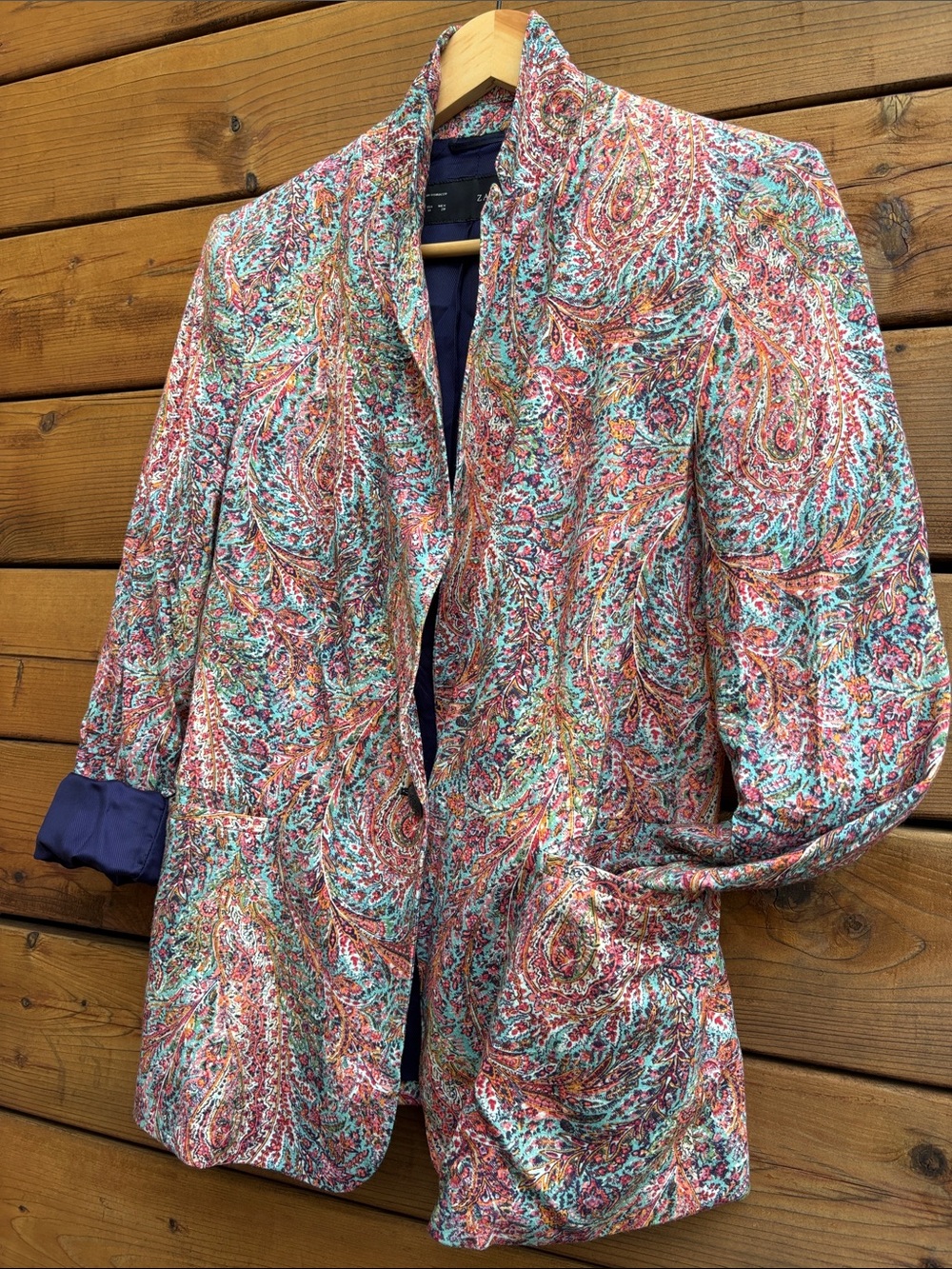 Zara Paisley Blazer in Pink, Orange & Blue Tones